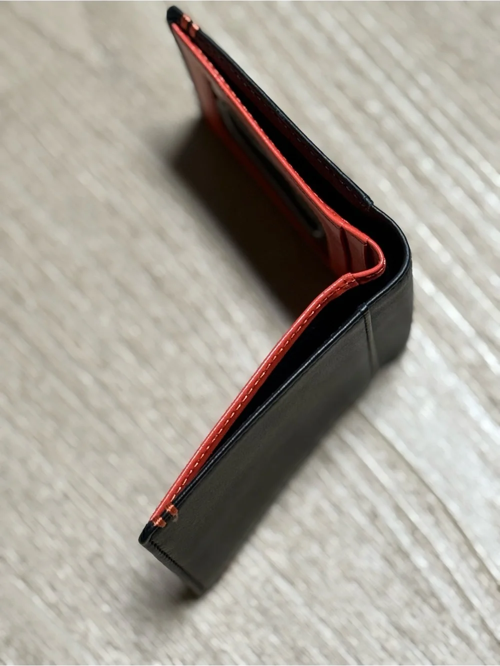 LODIS Black & Coral Leather Bi-Fold Wallet